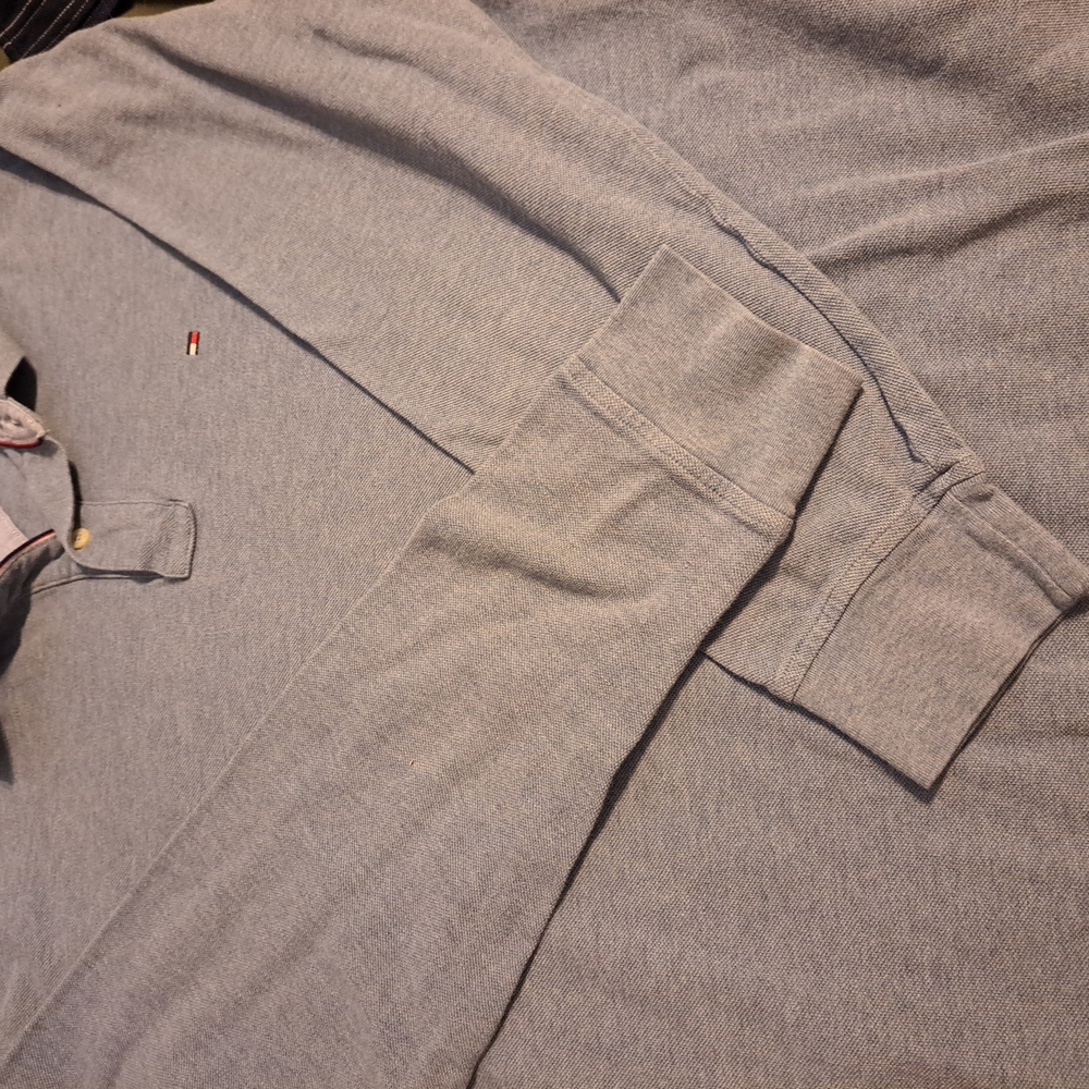 XL Tommy Hilfiger Gray Long Sleeve Polo Shirt